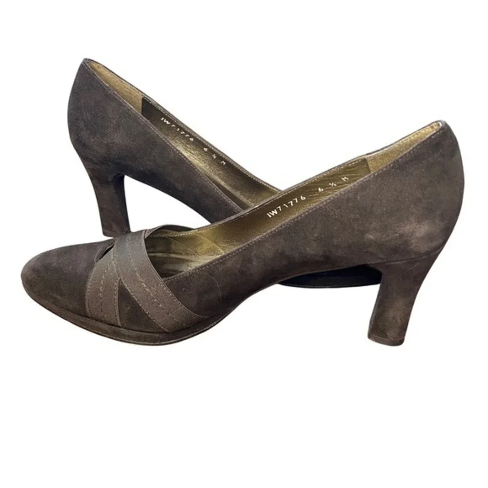 Stuart Weitzman Brown Suede Pointed‎ Toe Pumps with Ribbon Detail Size 6.5 M